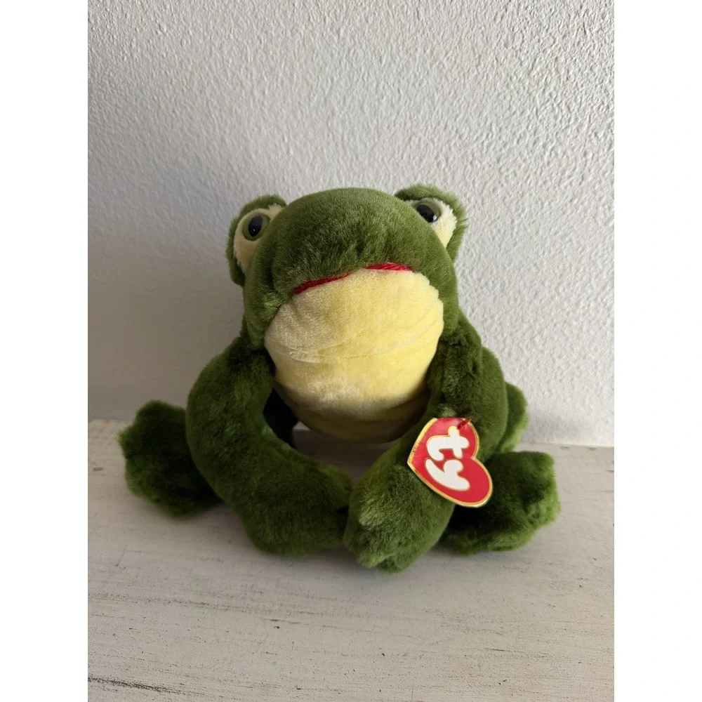 Vintage 1991 TY Freddie the Green Frog Plush Stuffed Animal w/ Croaker Rattle NW